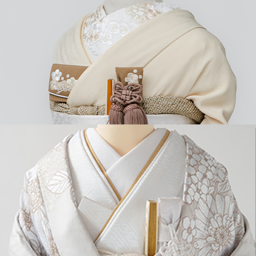 ベージュ色掛下＆ベージュ重ね衿